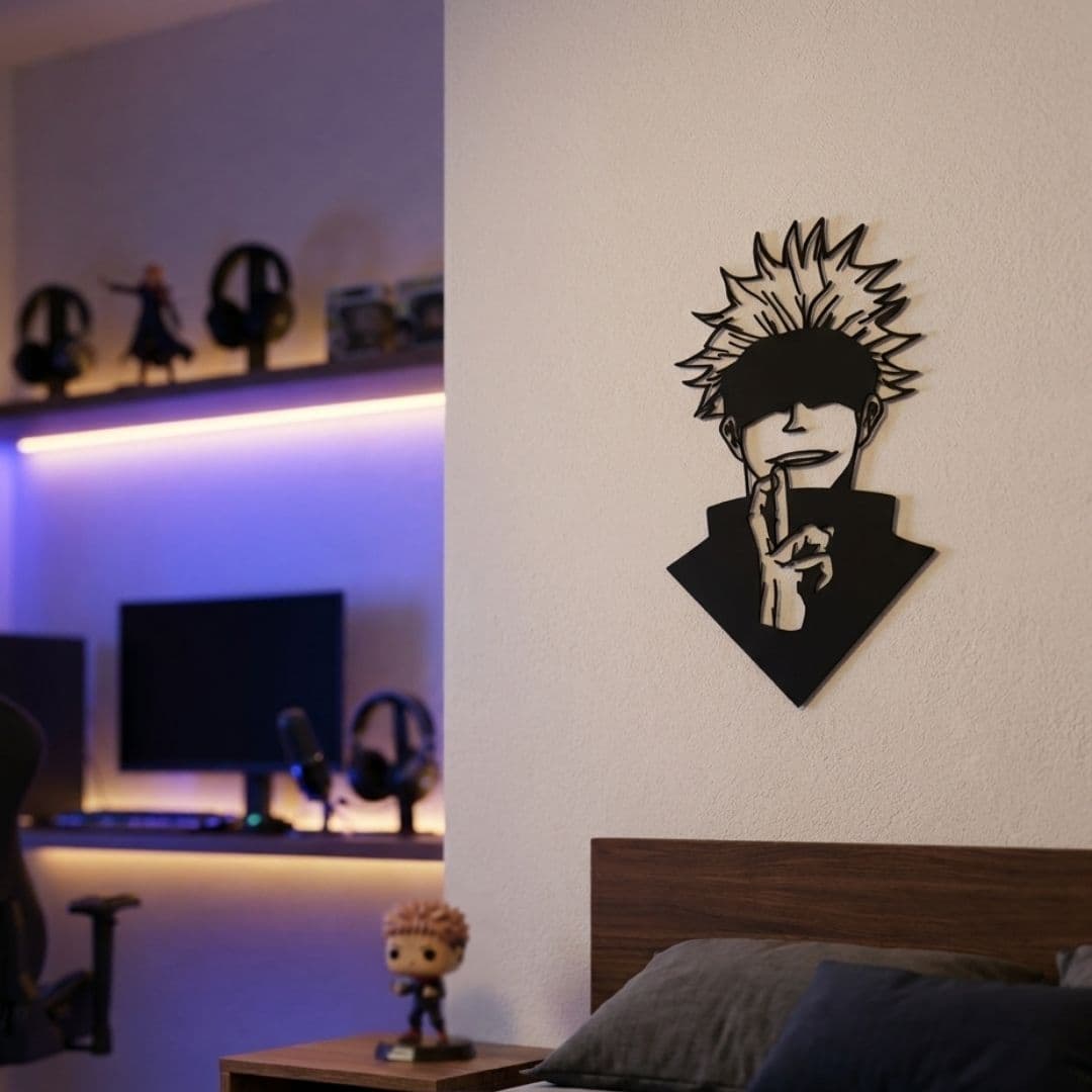 Quadro Decorativo De Parede Feiticeiro Anime Silhueta